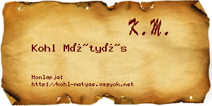 Kohl Mátyás névjegykártya